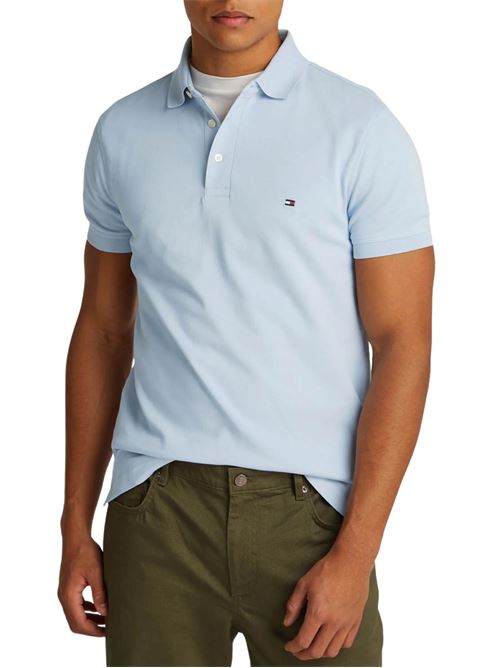Polo uomo celeste in cotone Tommy Hilfiger | MW0MW17771C1O
